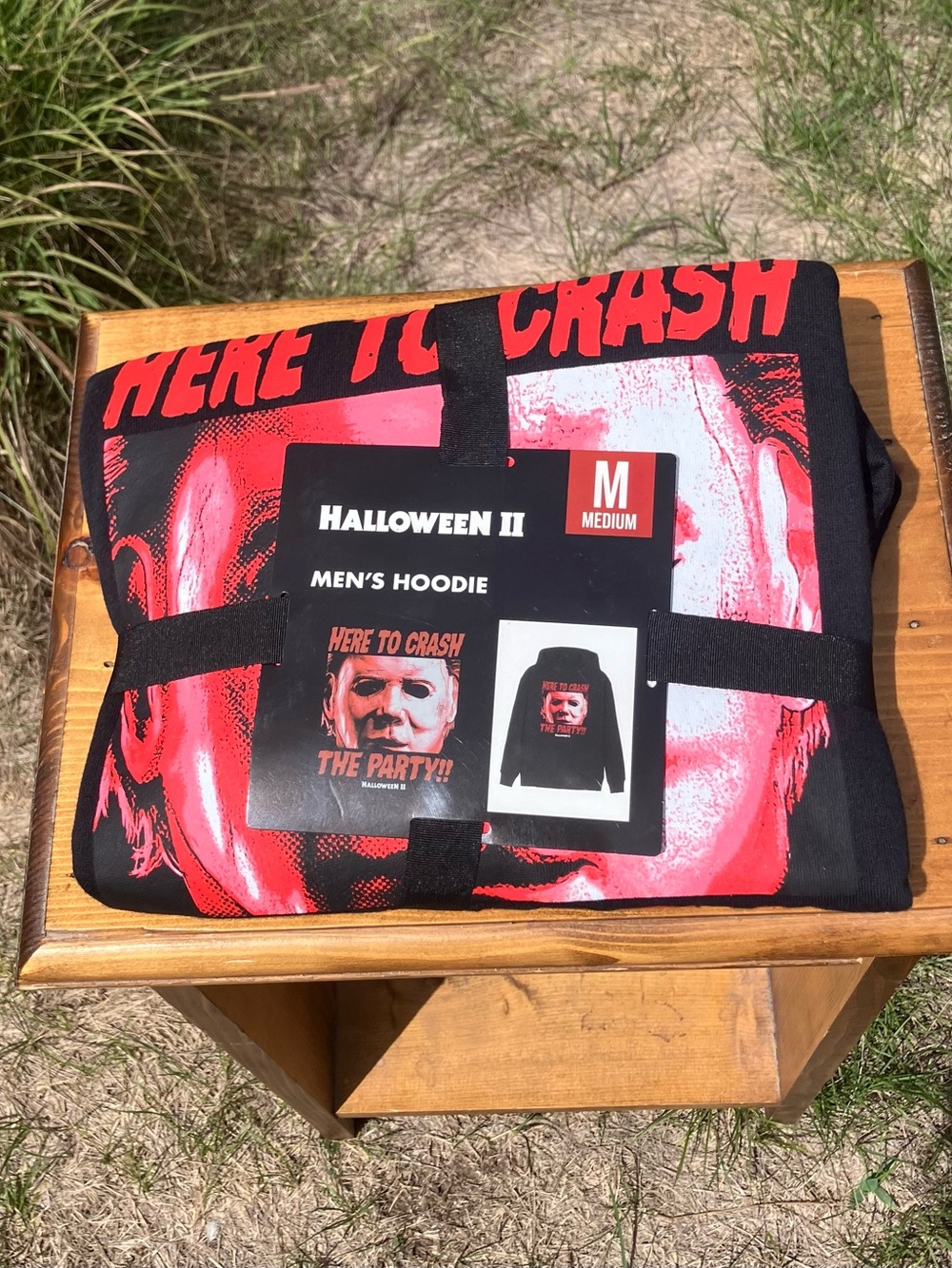 Halloween II Men's Hoodie — Black with Red Graphic